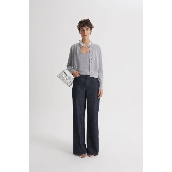 Scanlan Theodore Metallic Knit Cardigan in Silver | Cardigan | Coveti