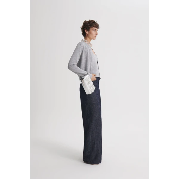 Scanlan Theodore Metallic Knit Cardigan in Silver | Cardigan | Coveti
