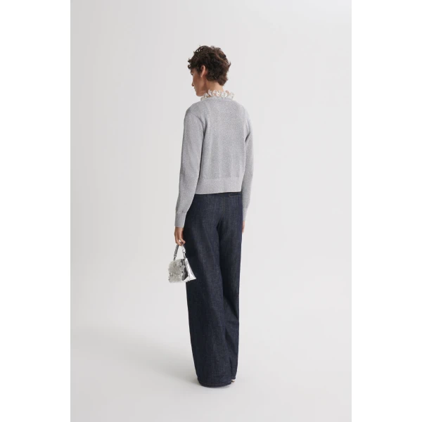 Scanlan Theodore Metallic Knit Cardigan in Silver | Cardigan | Coveti