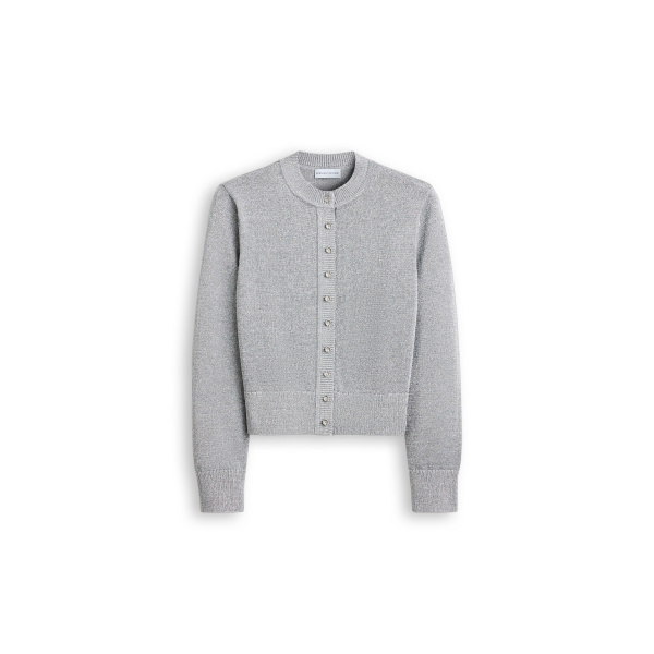 Metallic Knit Cardigan in Silver