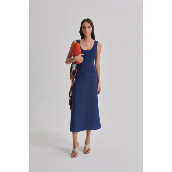 Scanlan Theodore Metallic Knit Singlet in Marine