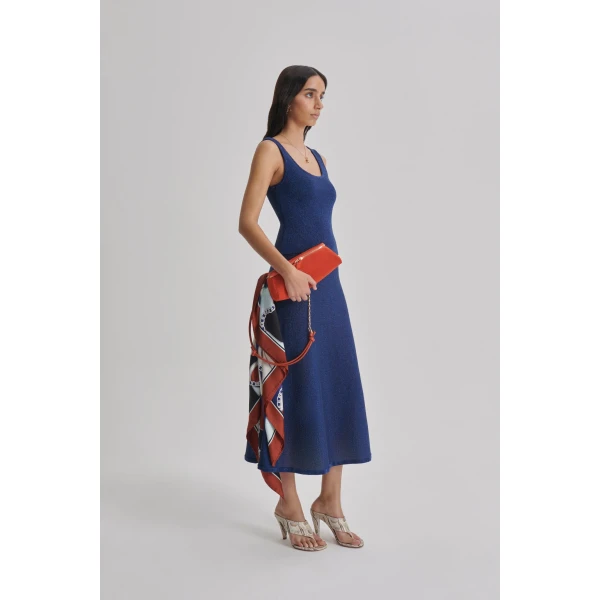 Scanlan Theodore Metallic Knit Singlet in Marine