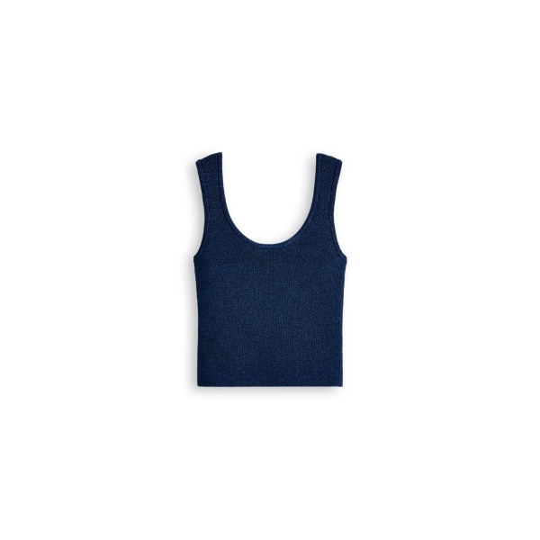 Metallic Knit Singlet in Marine