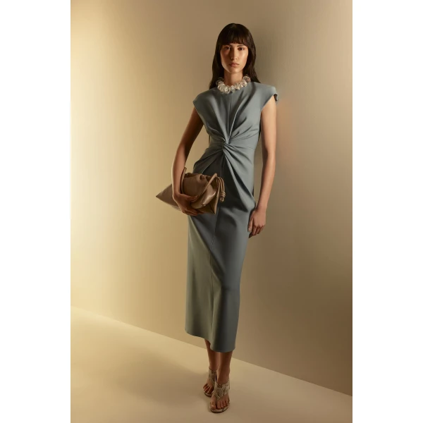 Scanlan Theodore Milano Turban Pencil Dress in Lapis Blue