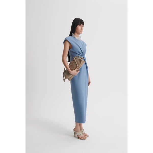 Scanlan Theodore Milano Turban Pencil Dress in Lapis Blue