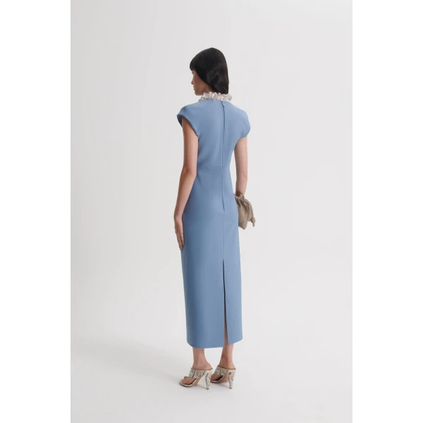 Scanlan Theodore Milano Turban Pencil Dress in Lapis Blue