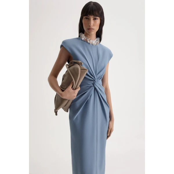 Scanlan Theodore Milano Turban Pencil Dress in Lapis Blue