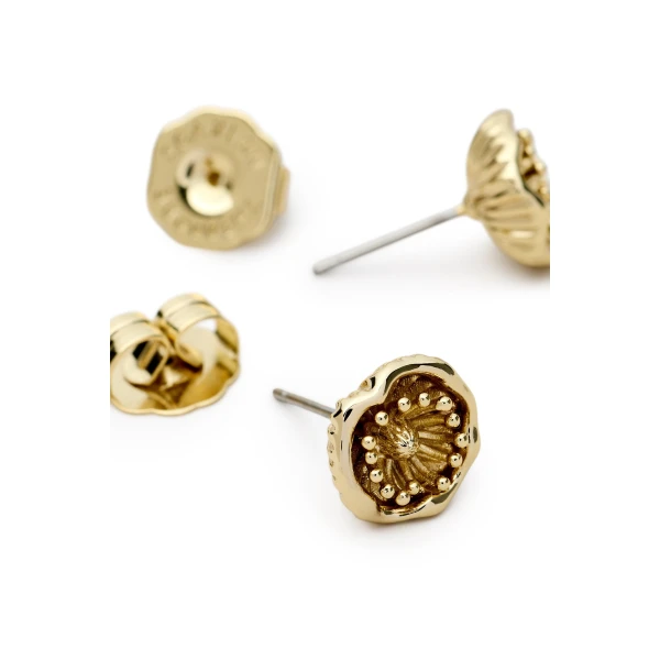 Scanlan Theodore Mini Poppy Studs in Light Gold | Earrings | Coveti