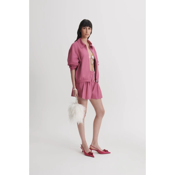 Scanlan Theodore Parachute Pleat Short in Crimson