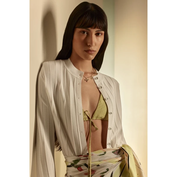 Scanlan Theodore Pleat Rib Cardigan in White