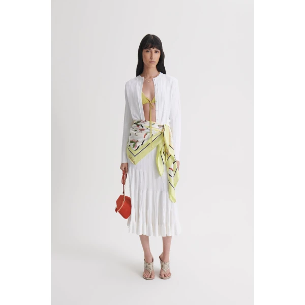 Scanlan Theodore Pleat Rib Cardigan in White