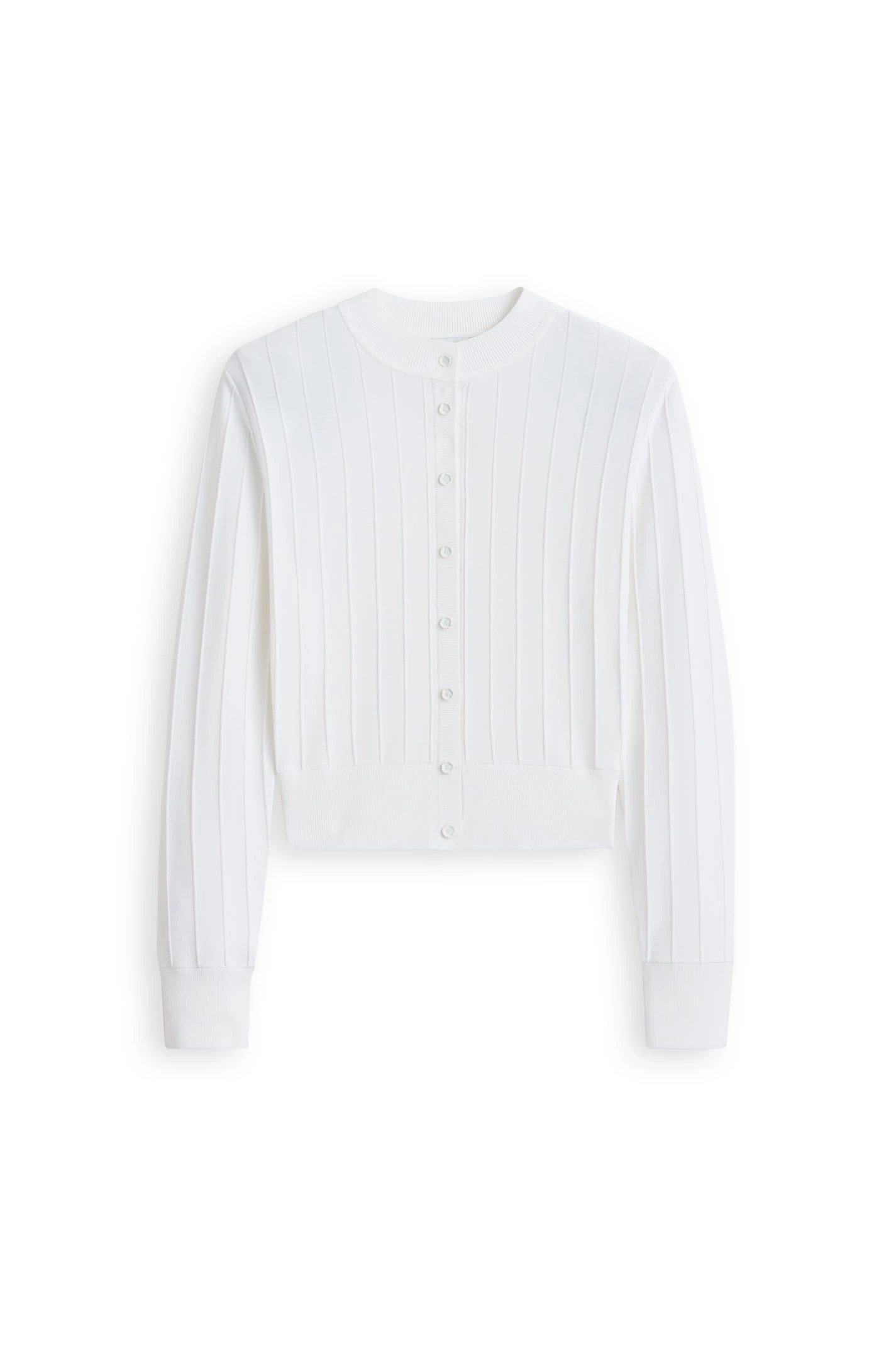 Scanlan Theodore Pleat Rib Cardigan in White at Coveti Scanlan Theodore Pleat Rib Cardigan in White