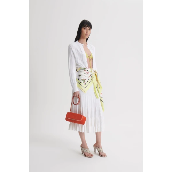 Scanlan Theodore Pleat Rib Flared Skirt in White
