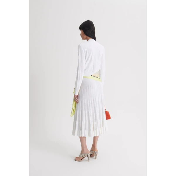 Scanlan Theodore Pleat Rib Flared Skirt in White