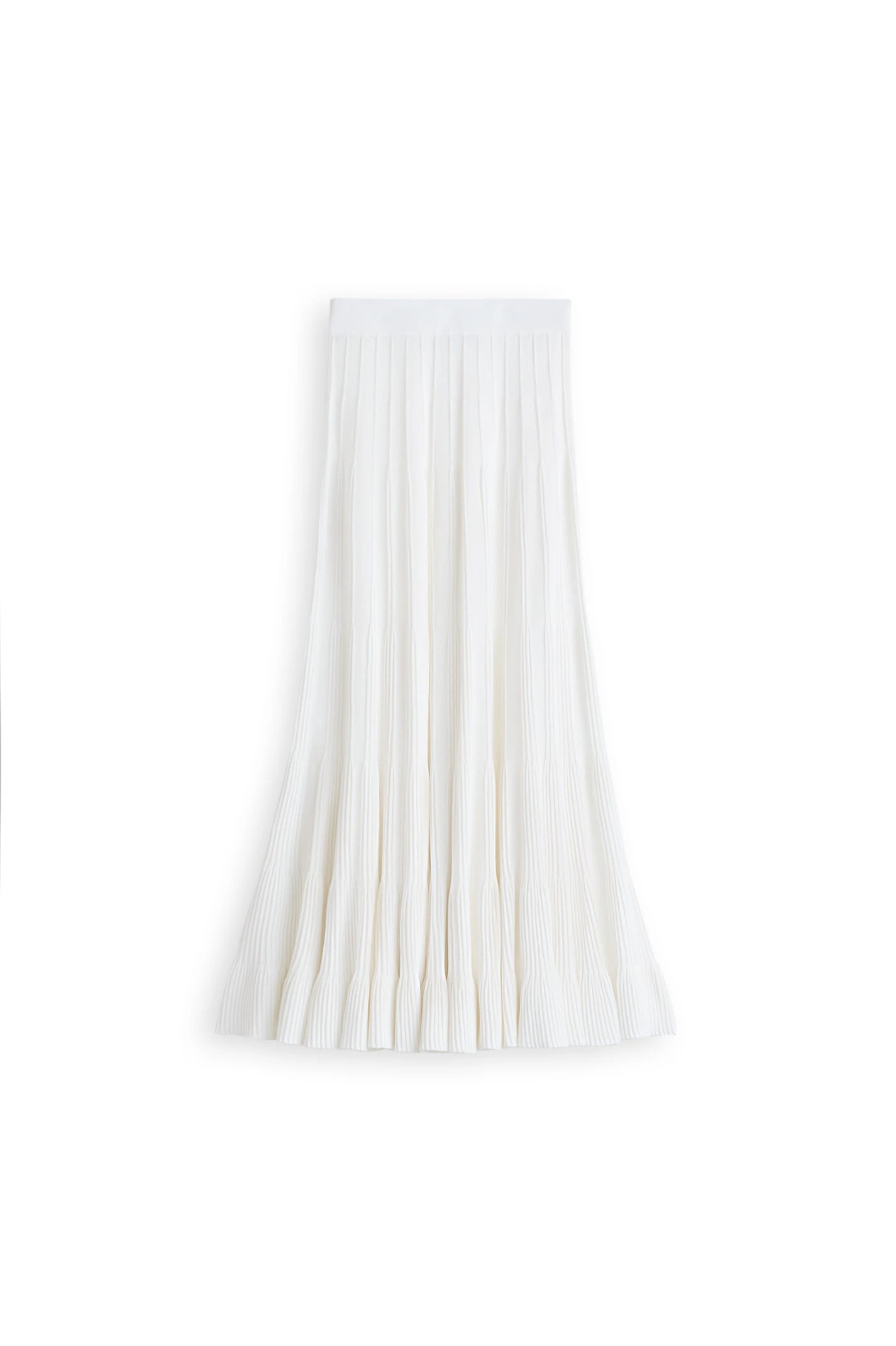 Scanlan Theodore Pleat Rib Flared Skirt in White at Coveti Scanlan Theodore Pleat Rib Flared Skirt in White