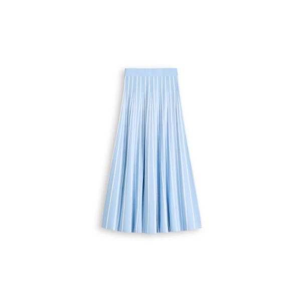Pleat Rib Stripe Skirt in Blue White