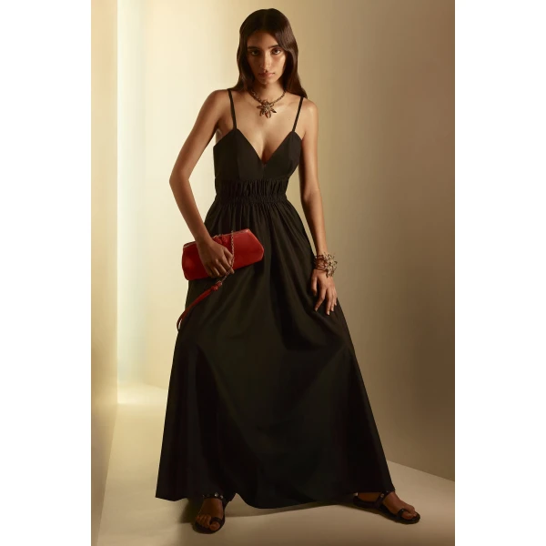 Scanlan Theodore Polished Voile Dress in Black | Maxi Dresses | Coveti