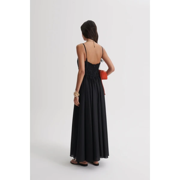 Scanlan Theodore Polished Voile Dress in Black | Maxi Dresses | Coveti