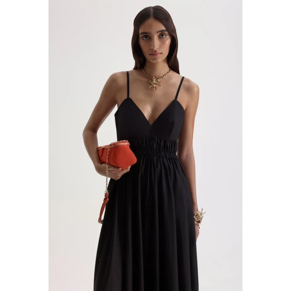 Scanlan Theodore Polished Voile Dress in Black | Maxi Dresses | Coveti