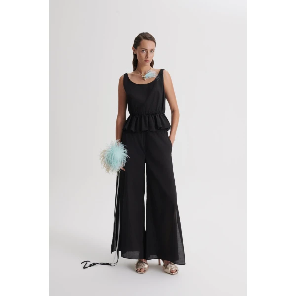 Scanlan Theodore Polished Voile Trouser in Black | Pants | Coveti