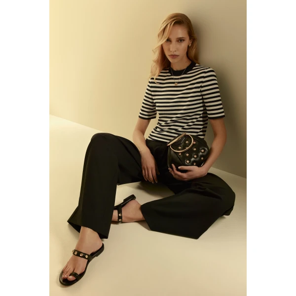 Scanlan Theodore Poppy Flat Sandal in Black | Sandals | Coveti