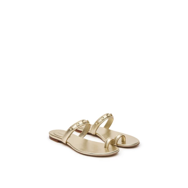 Scanlan Theodore Poppy Flat Sandal in Light Gold | Sandals | Coveti
