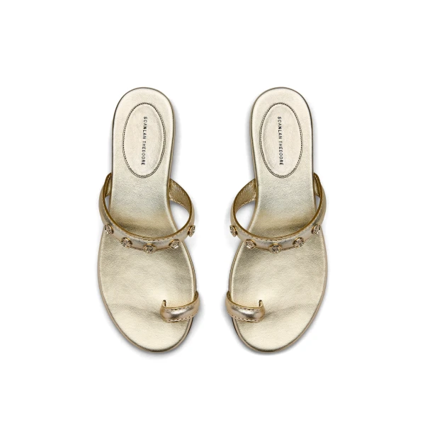Scanlan Theodore Poppy Flat Sandal in Light Gold | Sandals | Coveti