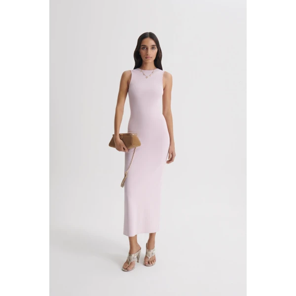 Scanlan Theodore Rib Crew Neck Dress in Soft Pink | Maxi Dresses | Coveti