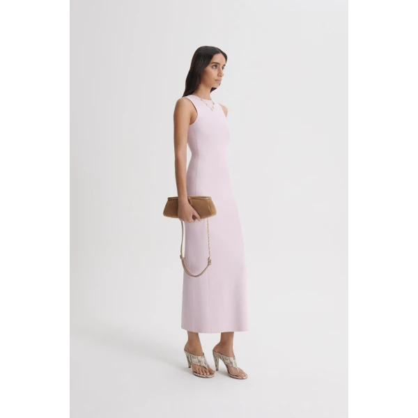 Scanlan Theodore Rib Crew Neck Dress in Soft Pink | Maxi Dresses | Coveti