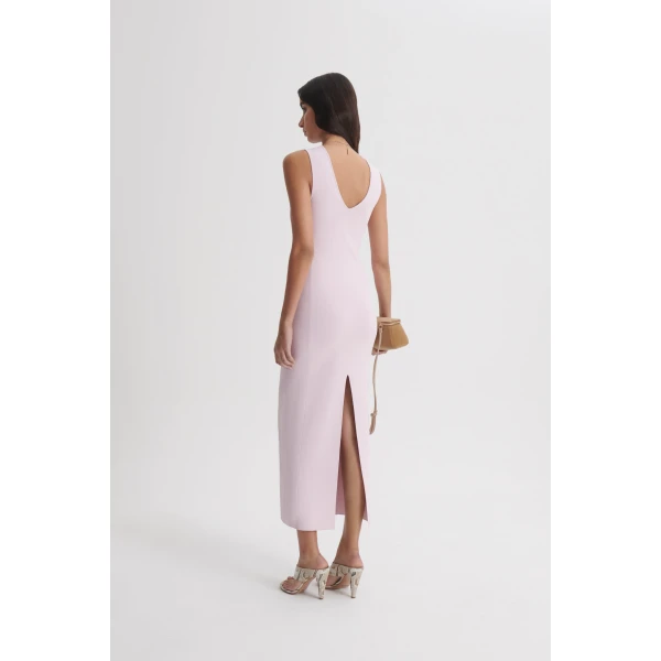 Scanlan Theodore Rib Crew Neck Dress in Soft Pink | Maxi Dresses | Coveti