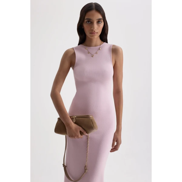 Scanlan Theodore Rib Crew Neck Dress in Soft Pink | Maxi Dresses | Coveti