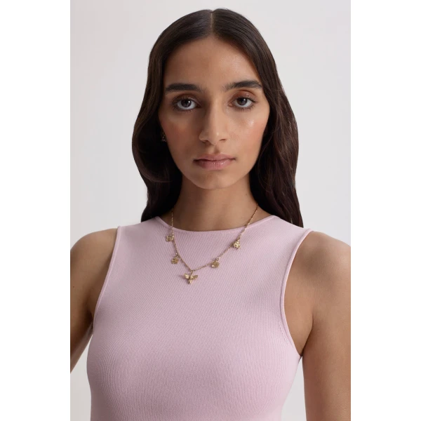 Scanlan Theodore Rib Crew Neck Dress in Soft Pink | Maxi Dresses | Coveti