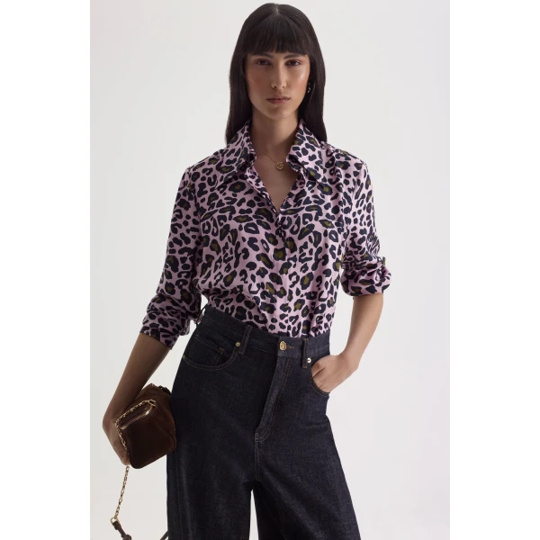 Scanlan Theodore Silk Animal Print Shirt in Pink | Tops | Coveti