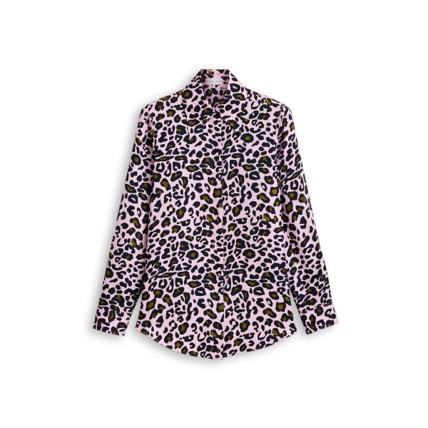 Silk Animal Print Shirt in Pink