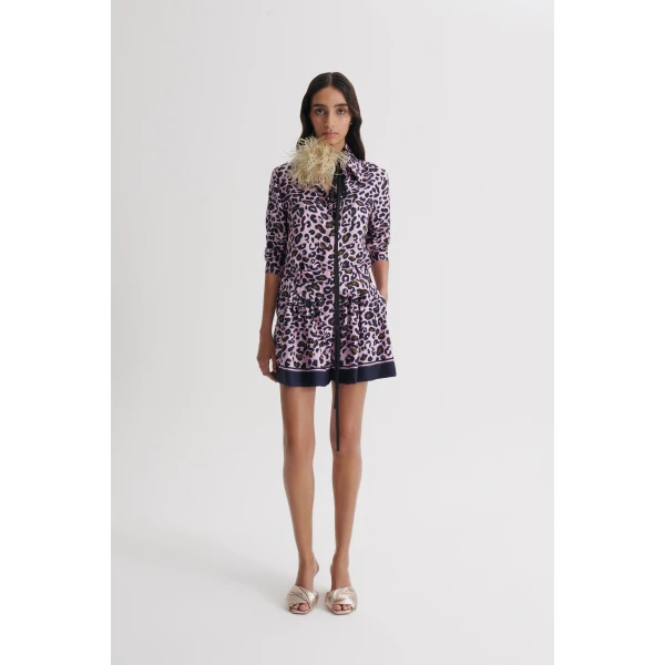 Scanlan Theodore Silk Animal Print Short in Pink | Shorts | Coveti