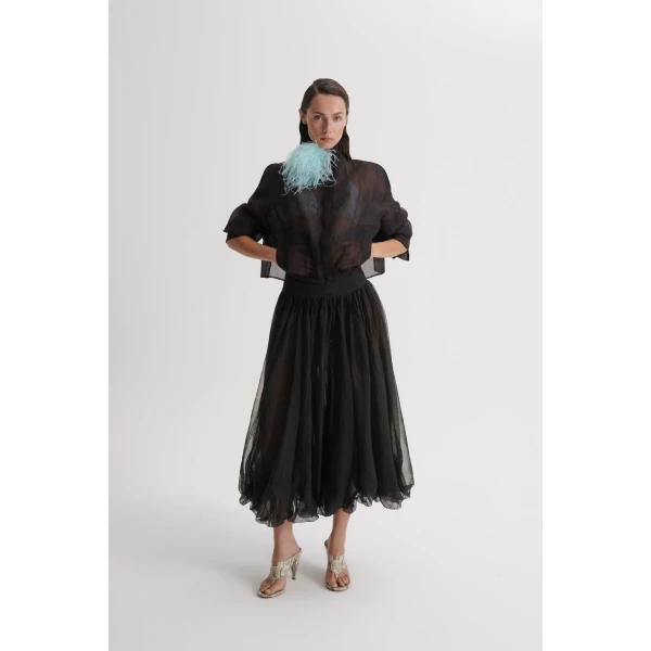 Scanlan Theodore Silk Organza Bomber in Bitter Chocolate | Jackets | Coveti