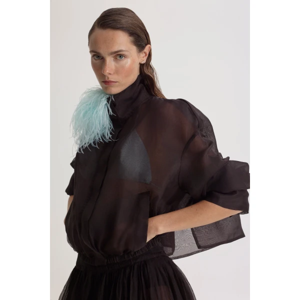 Scanlan Theodore Silk Organza Bomber in Bitter Chocolate | Jackets | Coveti