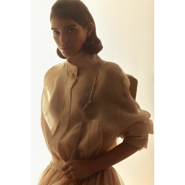 Scanlan Theodore Silk Organza Bomber in Champagne | Jackets | Coveti
