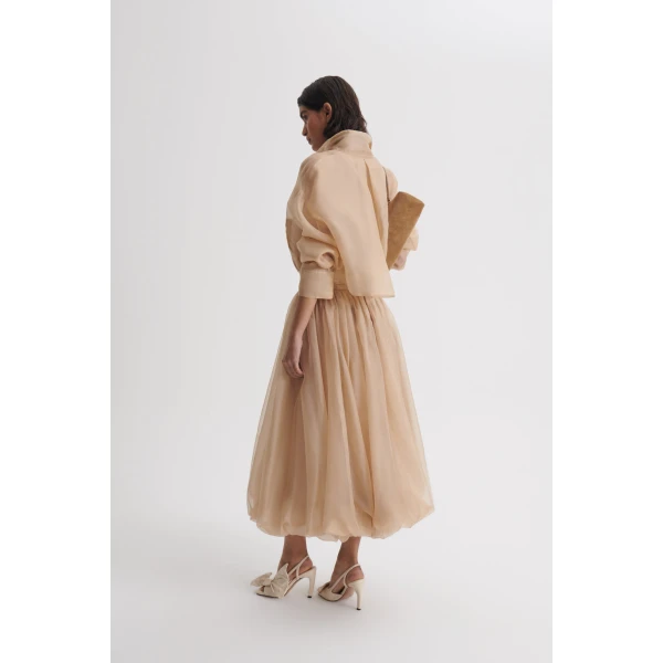 Scanlan Theodore Silk Organza Bomber in Champagne | Jackets | Coveti