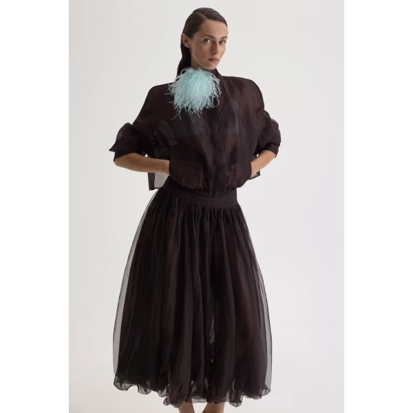 Scanlan Theodore Silk Organza Bubble Skirt in Bitter Chocolate | Skirts | Coveti