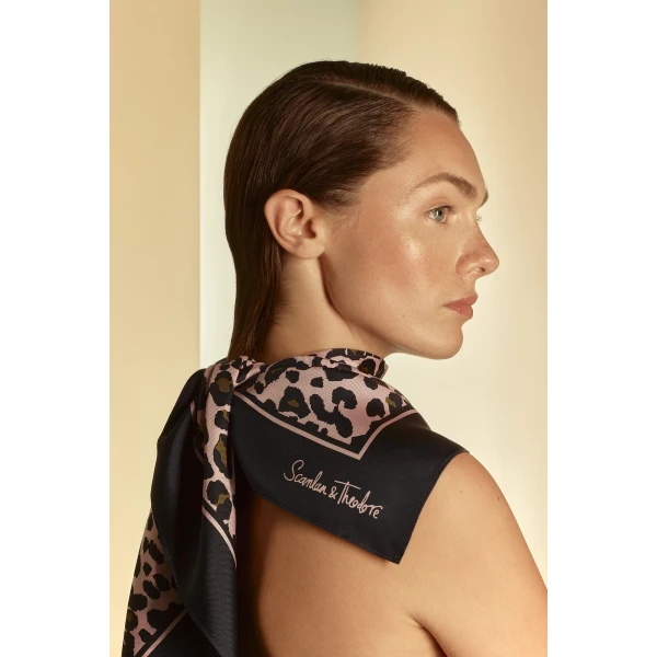 Scanlan Theodore Silk Twill Animal Scarf in Pink | Scarves | Coveti