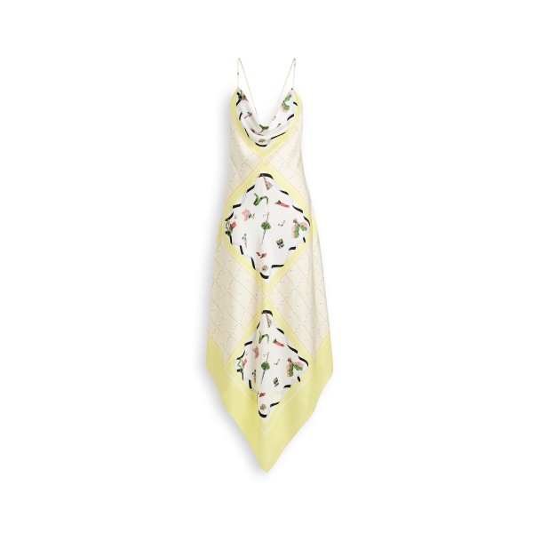 Scanlan Theodore Silk Twill Scarf Print Dress in Limoncello