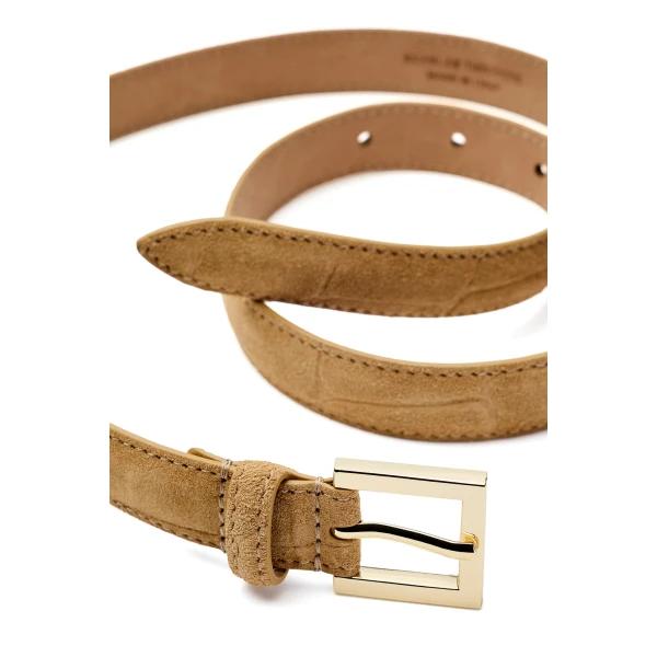 Scanlan Theodore Squared Buckle Belt 2 cm in Camel | Belts | Coveti