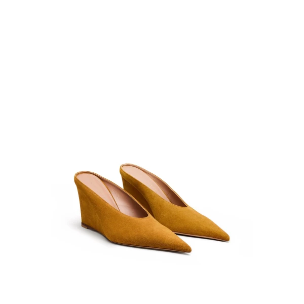 Scanlan Theodore Suede Mule Wedge 9.5 in Citrine
