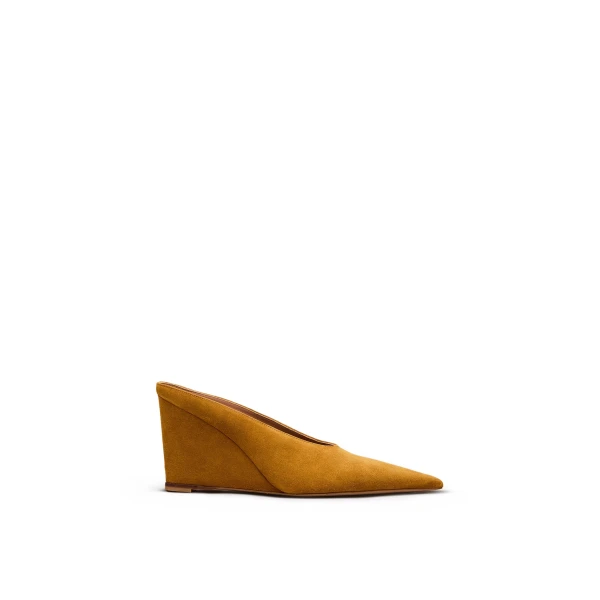 Suede Mule Wedge 9.5 in Citrine