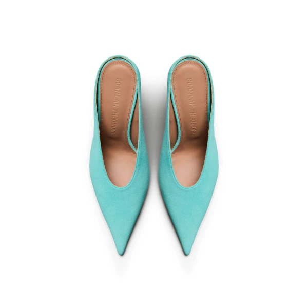 Scanlan Theodore Suede Mule Wedge 9.5 in Opal