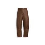Scanlan Theodore Textured Leather Barrel Leg Trouser in Toffee