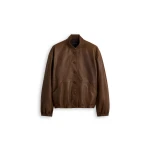 Scanlan Theodore Textured Leather Bomber in Toffee