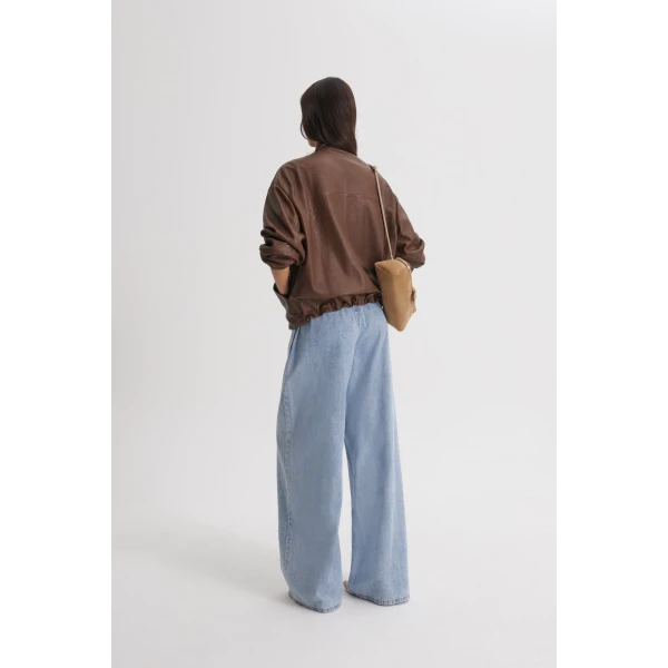 Scanlan Theodore Textured Leather Bomber in Toffee