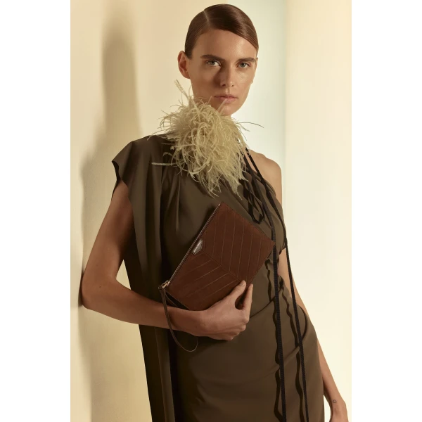 Scanlan Theodore The Athos Flat Pouch in Caffe | Clutch Bags | Coveti